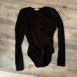 Madewell Black Long Sleeve Cross Front Bodysuit